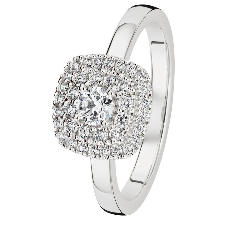 Kohinoor Valerie Cushion timanttisormus valkokulta 14K 933-263V – tuotekuva