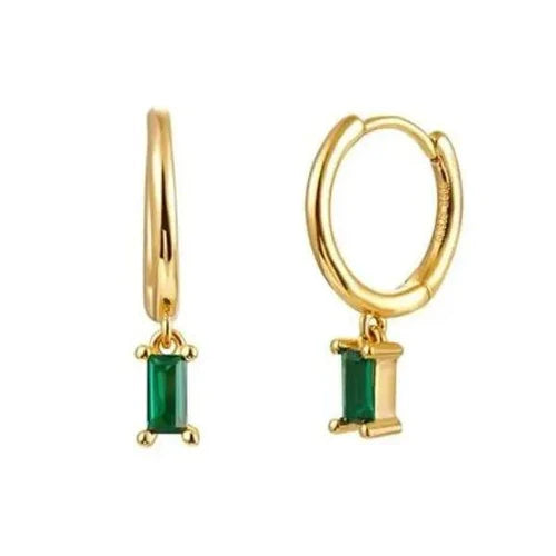 Kullatut hopeakorvarenkaat vihreät zirkoniat Trendi Koru