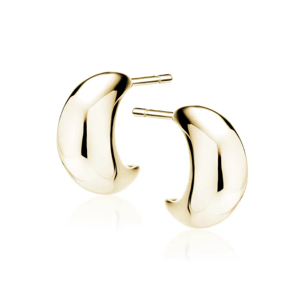 Kullatut hopeiset puolikuukorvakorut 12 × 7 mm, 14K kullattu 925 hopea