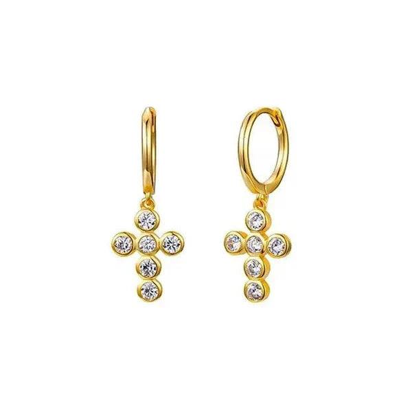 Kullatut hopeakorvarenkaat ristit ja zirkoniat Trendi Koru