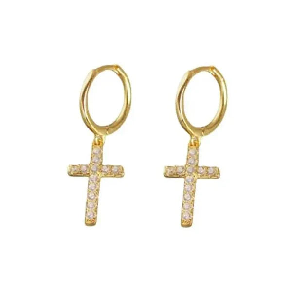 Kullatut hopeakorvarenkaat risteillä ja zirkoneilla Trendi Koru