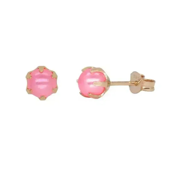 Kultaiset korvakorut pinkki helmiäinen 5mm HMAU-014 Trendi Koru