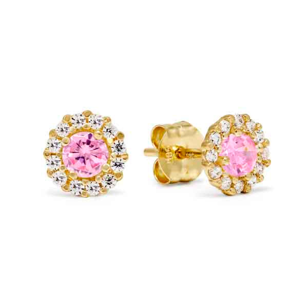 Kultakorvakorut pinkki zirkonia K-E36282pink