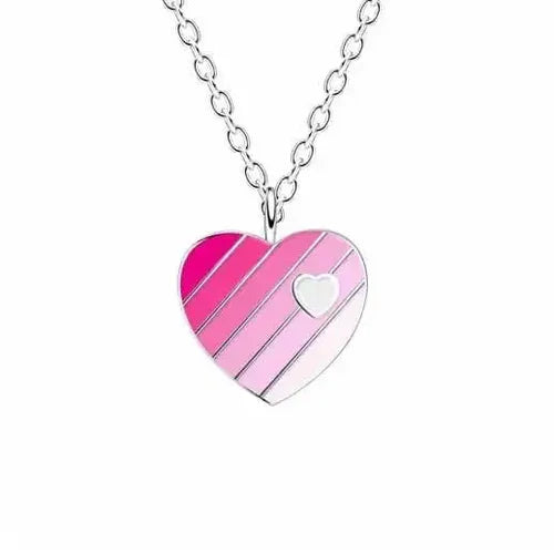 Lasten hopeinen kaulakoru pinkki sydän Trendi Koru