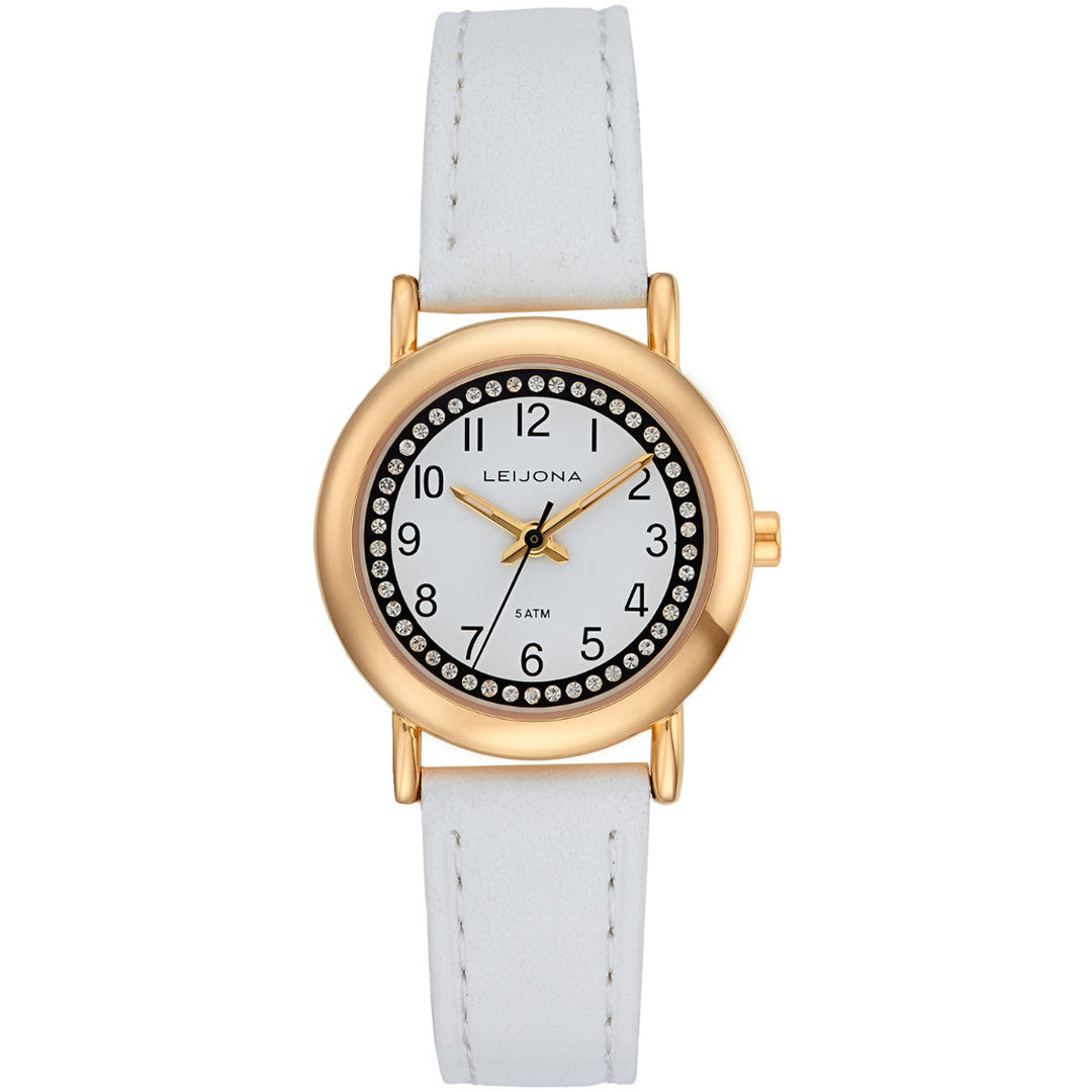 Leijona Junior Tiny Rocks Gold Tone &amp; White 5323-937 rannekello