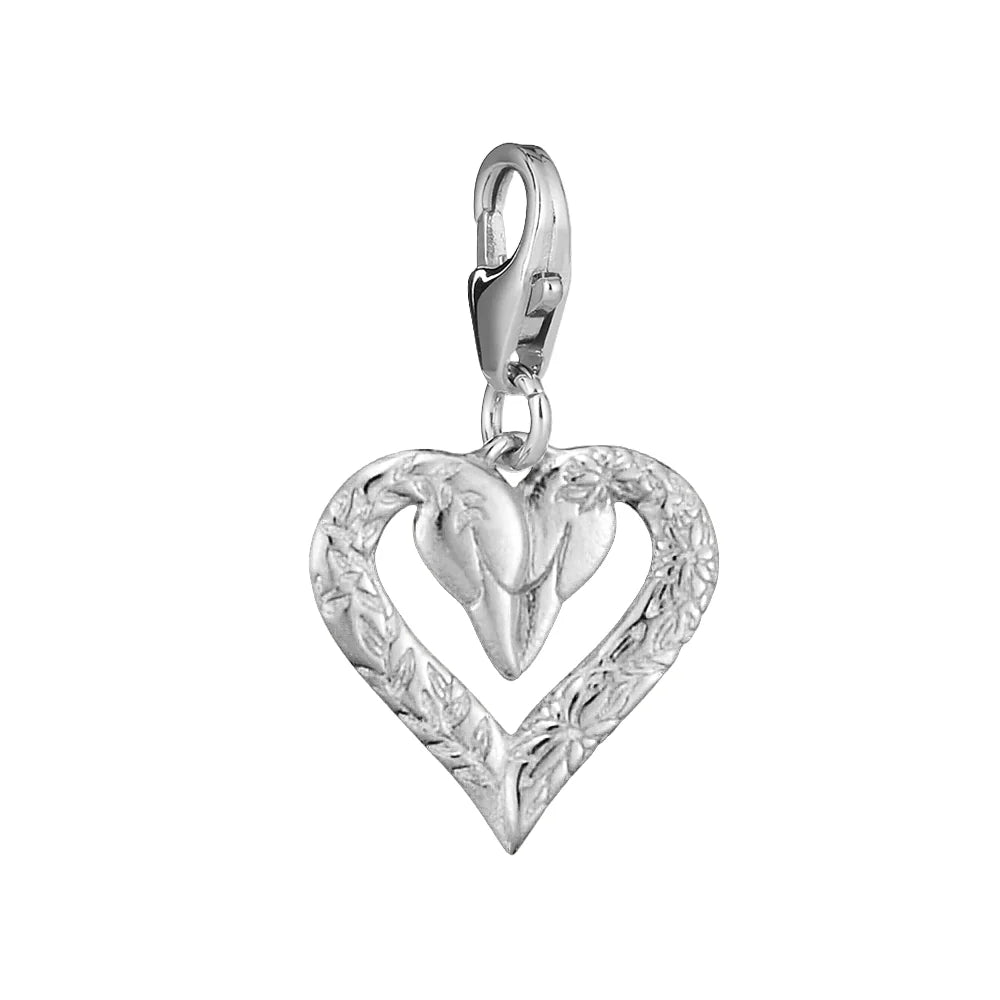 Lumoava joutsenet charm, hopea, 10x10mm + lukko 11mm – L51260800000