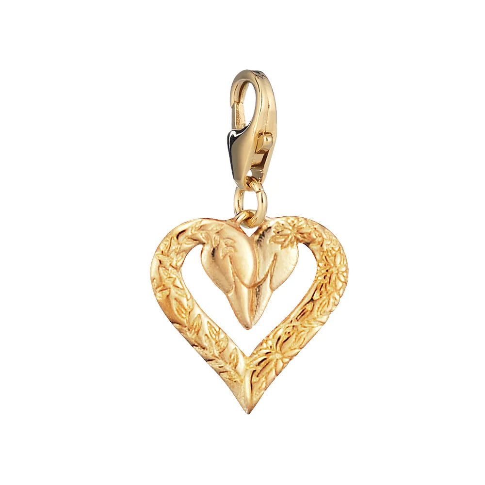Lumoava joutsenet charm, keltakullattu hopea, 10x10mm + lukko 11mm – L61260800000