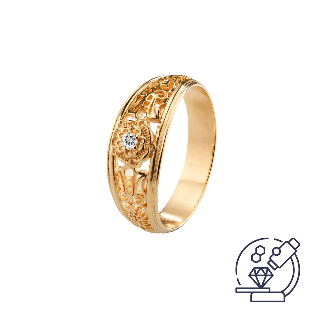 Lumoava Metsäkukkia laboratoriotimanttisormus 0,03 ct 14k keltakulta – L72220290000