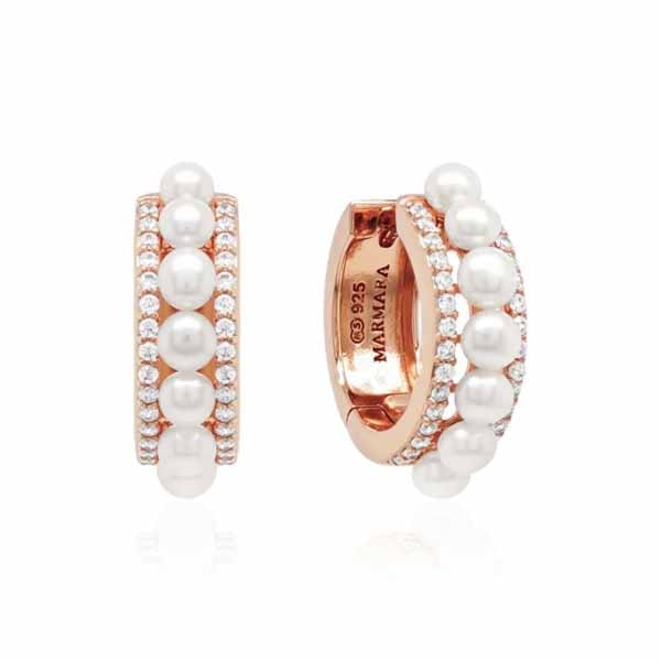 Marmara Sterling ruusukullatut korvarenkaat KR826WG