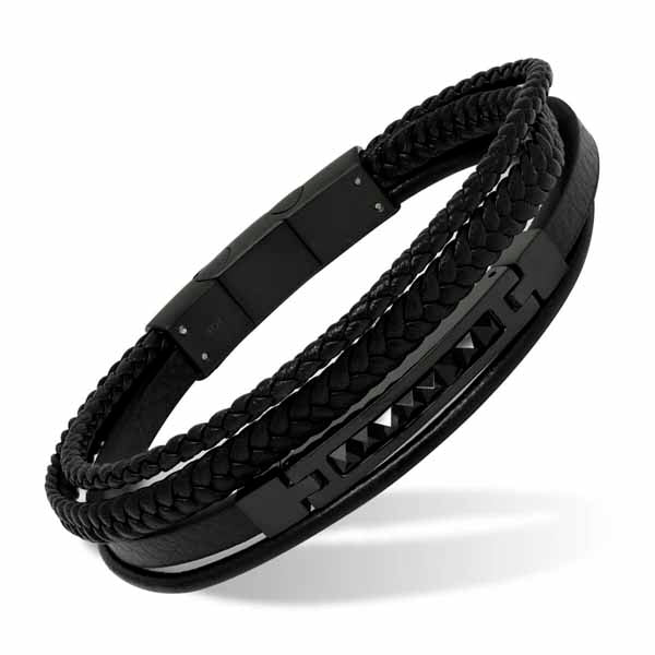 Miesten rannekoru nahkaa SSLB-120Bmusta