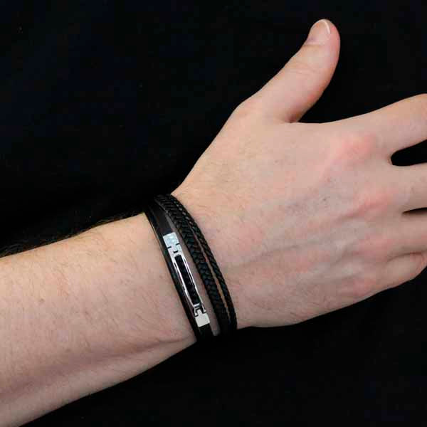 Miesten rannekoru nahkaa SSLB-120musta