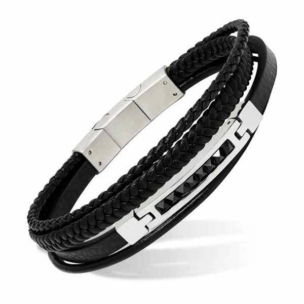 Miesten rannekoru nahkaa SSLB-120musta