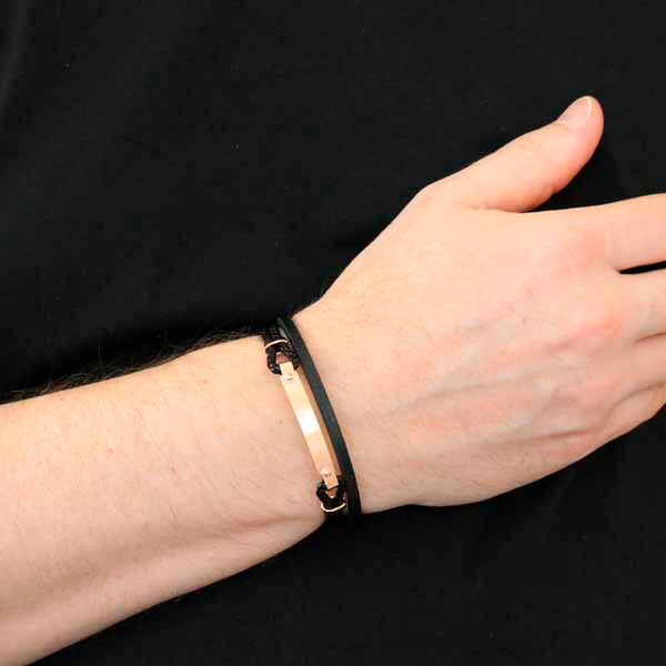 Miesten rannekoru nahkaa SSLB-122RGmusta