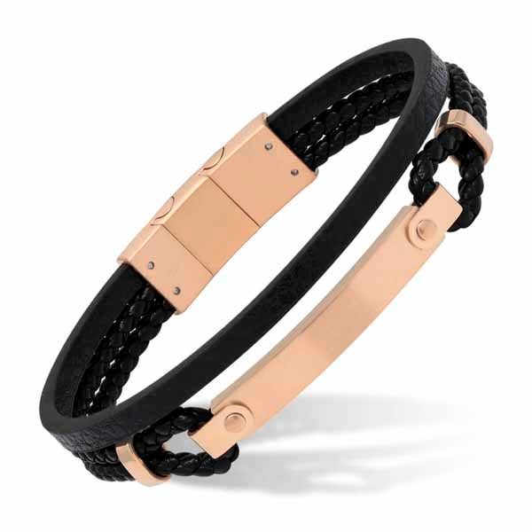 Miesten rannekoru nahkaa SSLB-122RGmusta