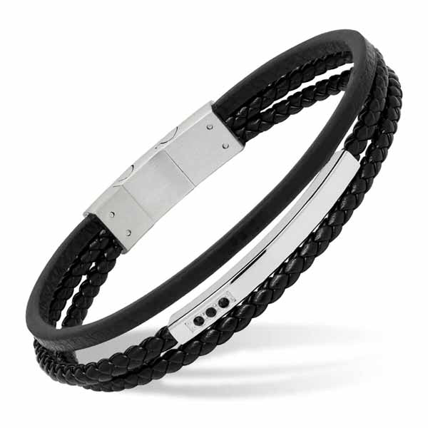 Miesten rannekoru nahkaa SSLB-123musta