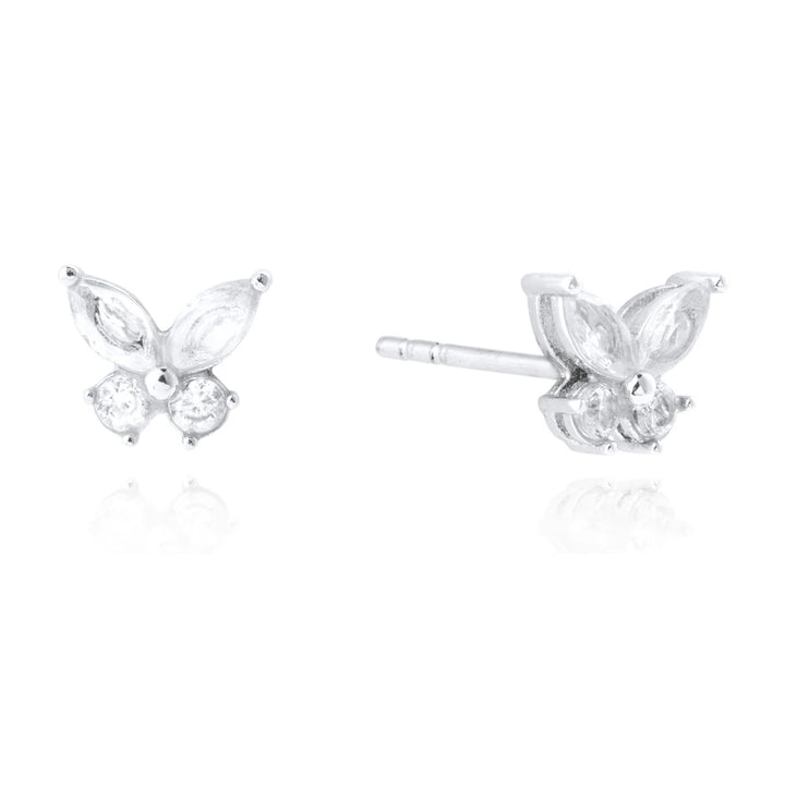 Mockberg Butterfly Studs hopeanväriset nappikorvakorut MB2079 – tuotekuva 1