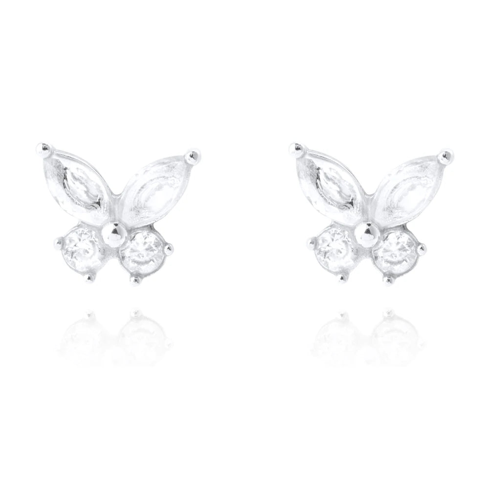 Mockberg Butterfly Studs hopeanväriset nappikorvakorut MB2079 – tuotekuva 2