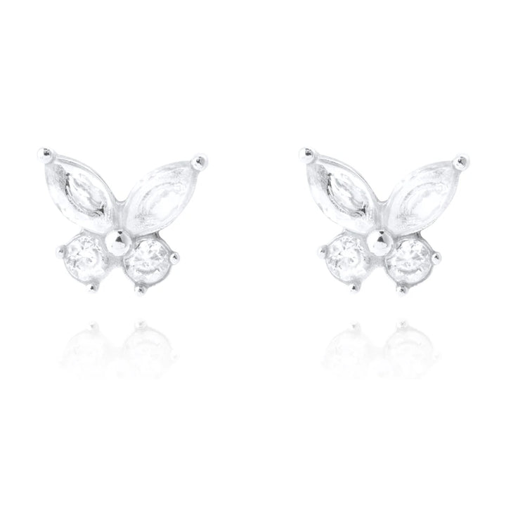 Mockberg Butterfly Studs hopeanväriset nappikorvakorut MB2079 – tuotekuva 2