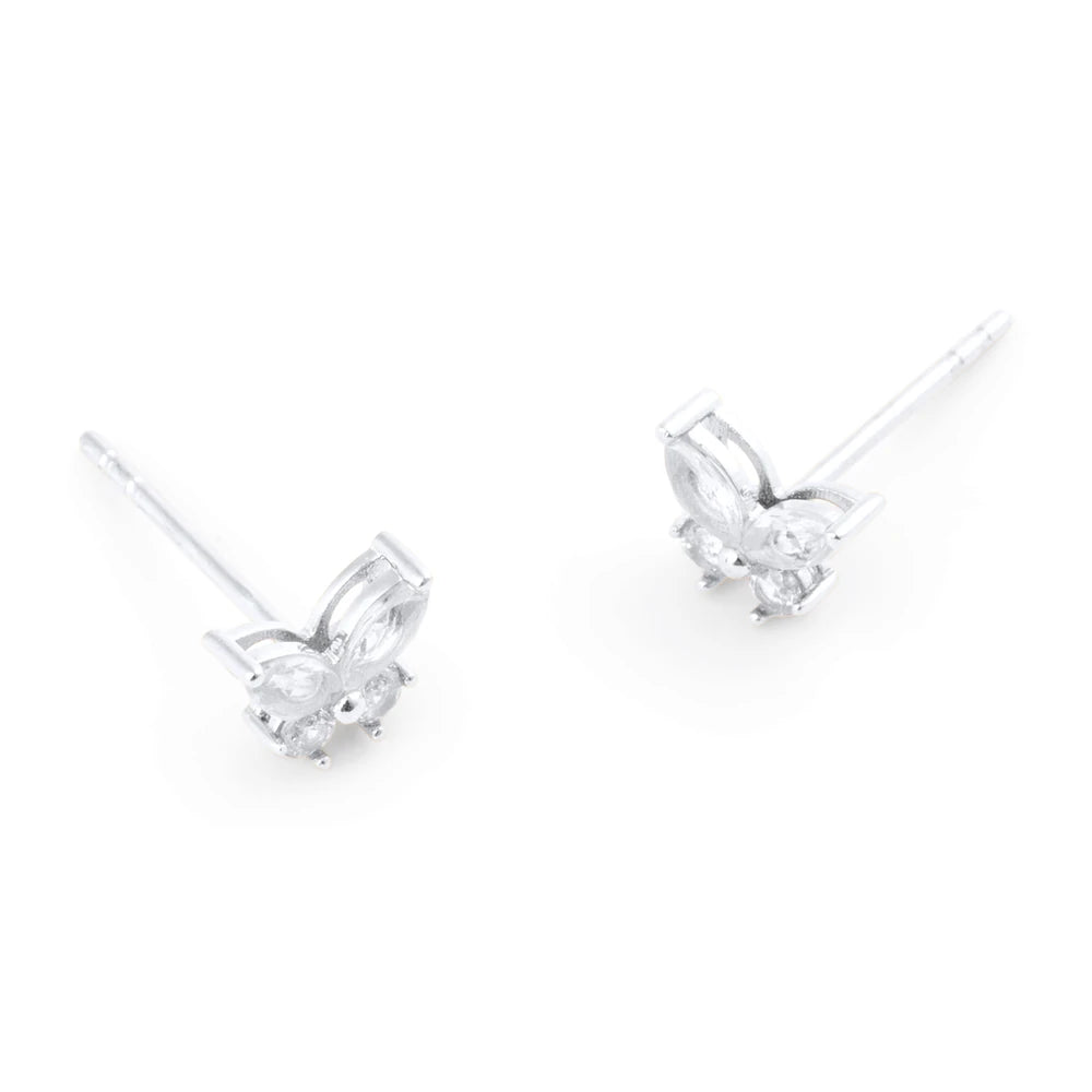 Mockberg Butterfly Studs hopeanväriset nappikorvakorut MB2079 – tuotekuva 3