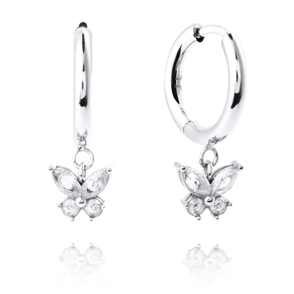 Mockberg Butterfly Hoops hopeanväriset korvarenkaat MB2083 – tuotekuva 1