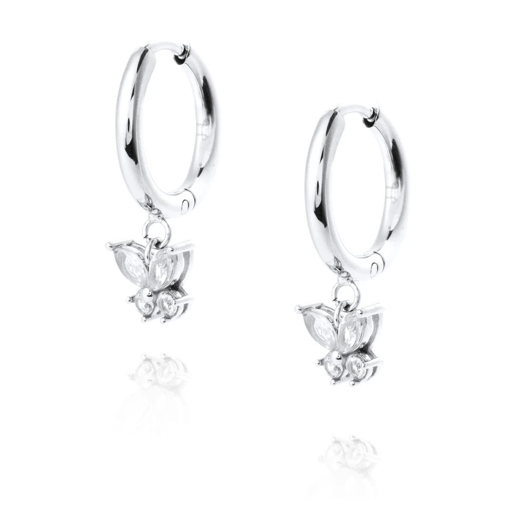 Mockberg Butterfly Hoops hopeanväriset korvarenkaat MB2083 – tuotekuva 2