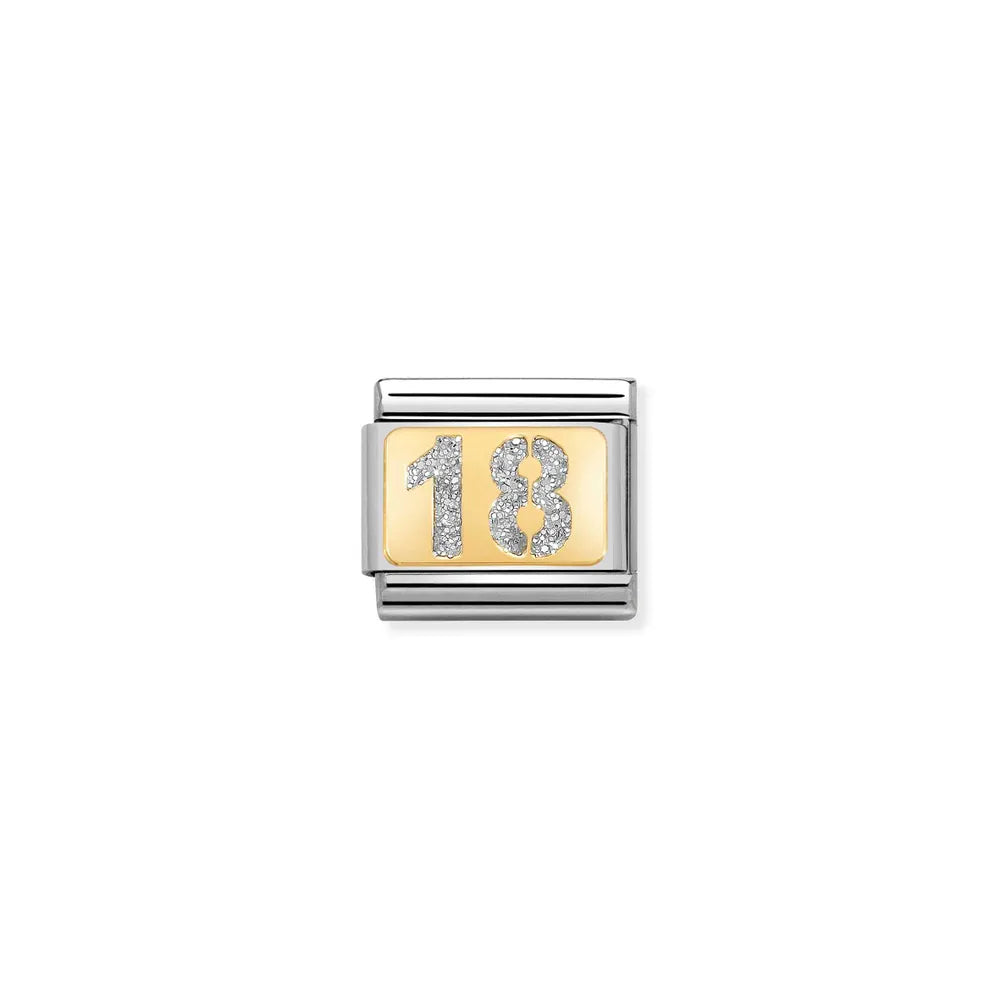 Nomination-pala Classic Gold Glitter Numero 18 030224/01