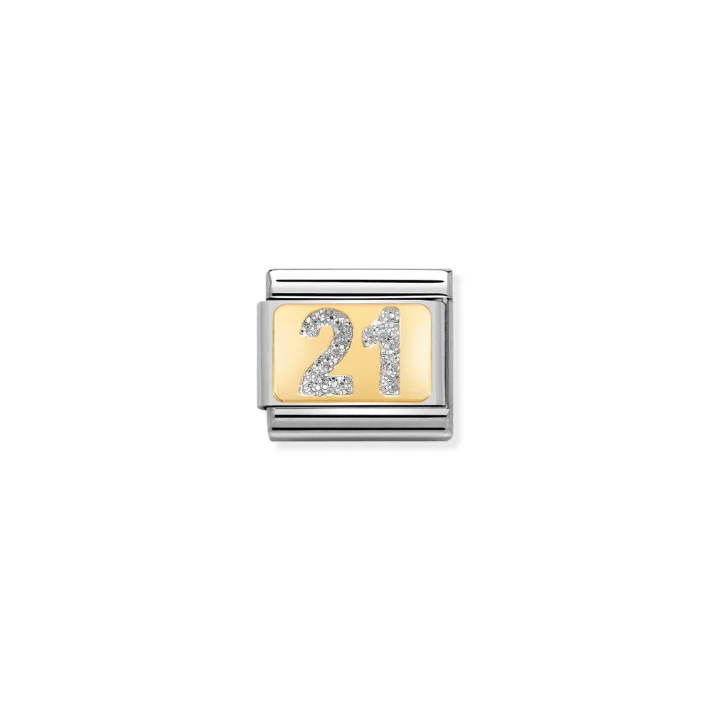 Nomination-pala Classic Gold Glitter Numero 21 030224/02