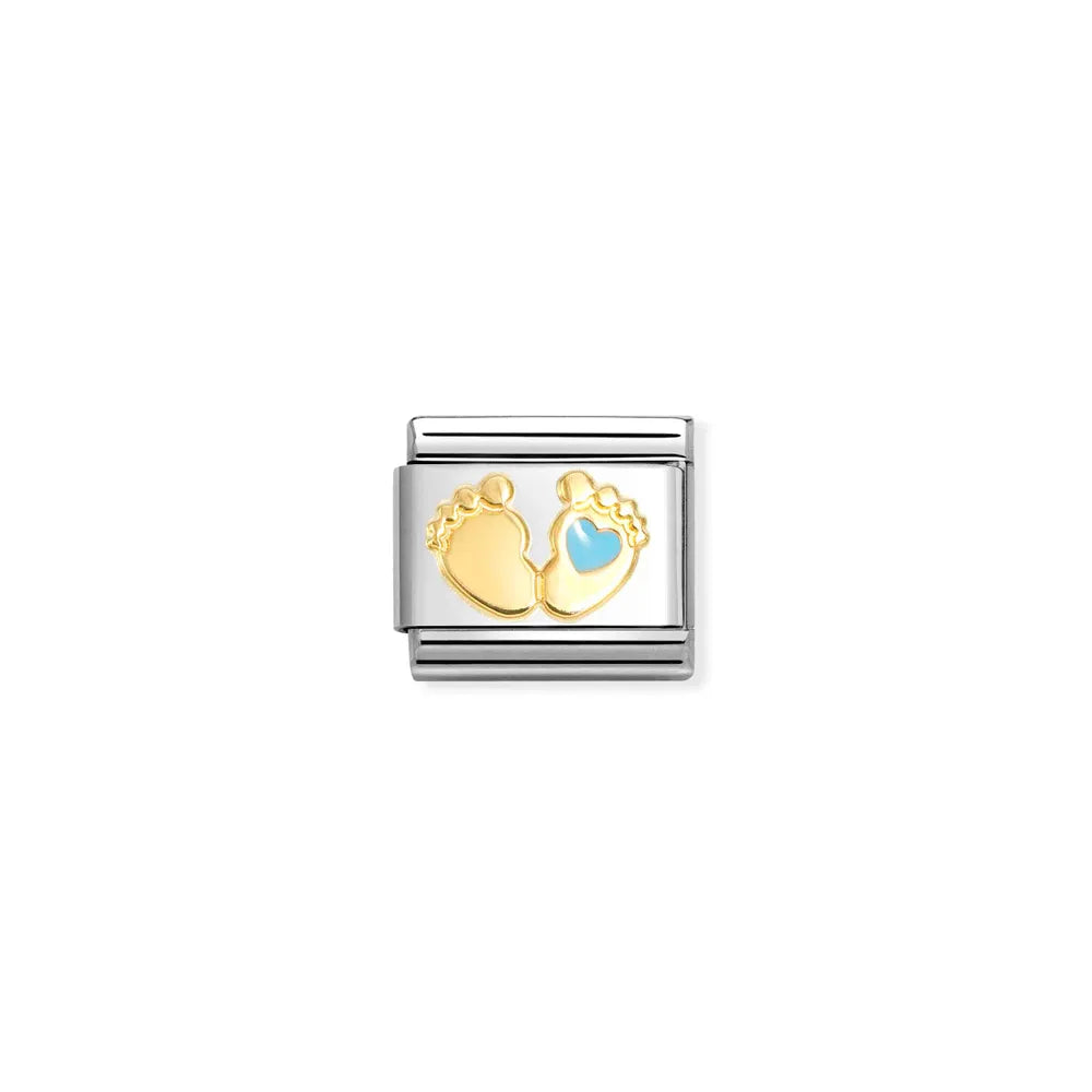 Nomination-pala Classic Gold Vauvan jalat,Vaaleansininen Sydän 030272/86