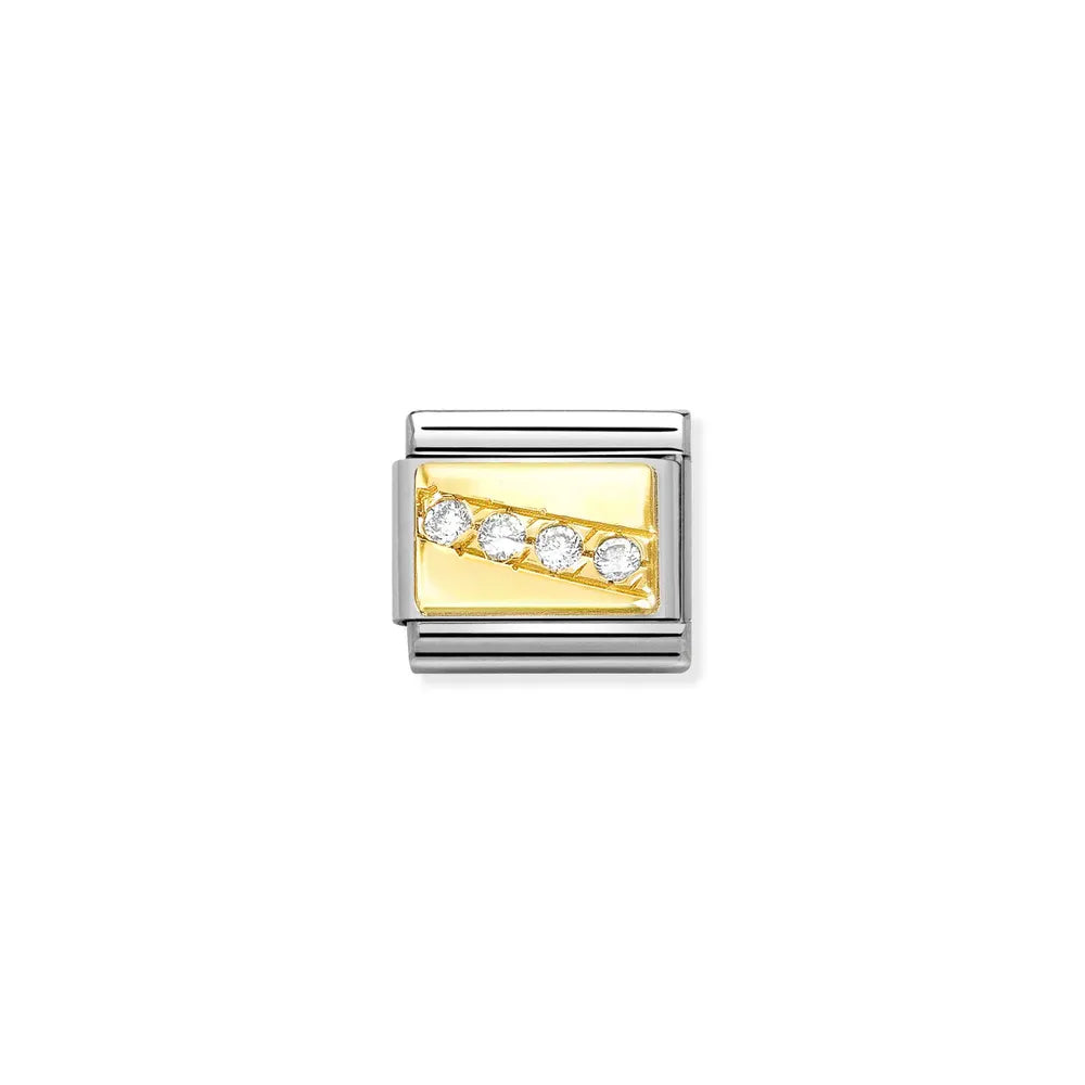 Nomination-pala Classic Gold Laatta Timantit, Pavé Viiva 030423/57