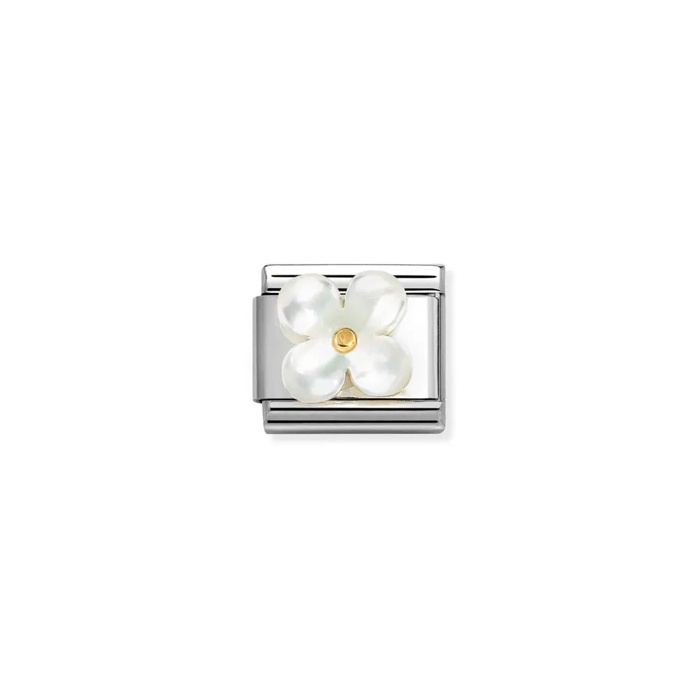 Nomination-pala Classic Gold Kukka Valkoinen Helmiäinen 030521/02