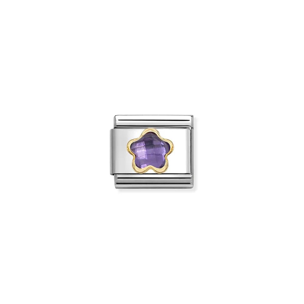 Nomination-pala Classic Gold Violetti Zirkonia Kukka 030615/001
