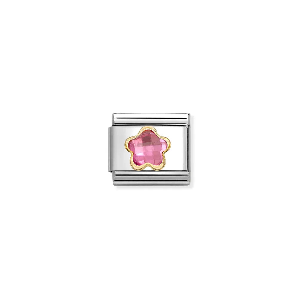 Nomination-pala Classic Gold Tummanpinkki Zirkonia Kukka 030615/043