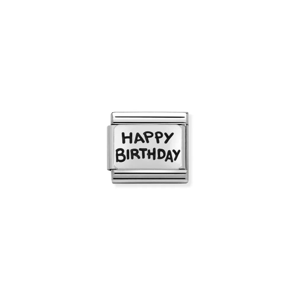 Nomination-pala Classic Silvershine HAPPY BIRTHDAY Musta Teksti 330102/41