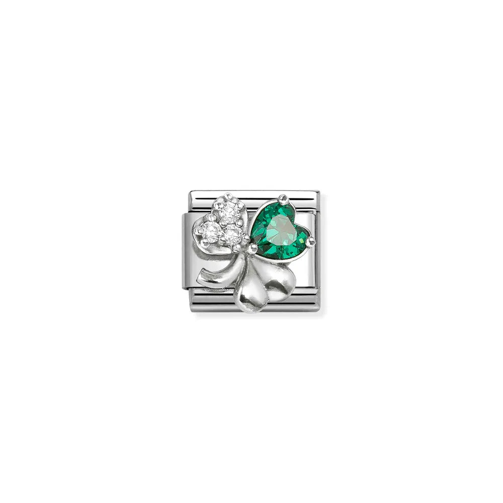 Nomination-pala Classic Silvershine Apila, Valkoinen-Vihreä Zirkonia 330322/10