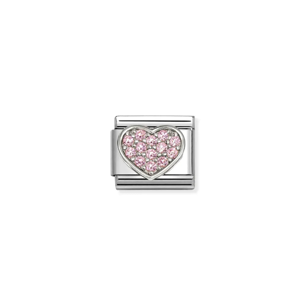 Nomination-pala Classic Silvershine Sydän, Pinkki Korukivet 330322/25