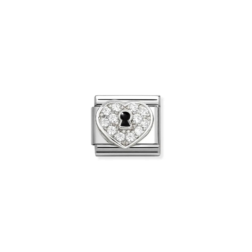Nomination-pala Classic Silvershine Zirkonia Sydän ja Avaimenreikä 330328/09