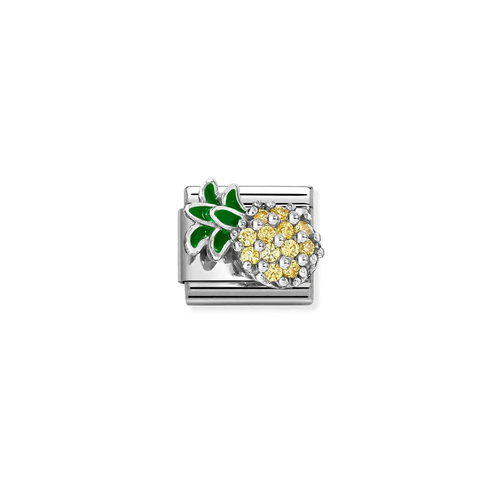 Nomination-pala Classic Silvershine Ananas, Keltainen Zirkonia 330328/21