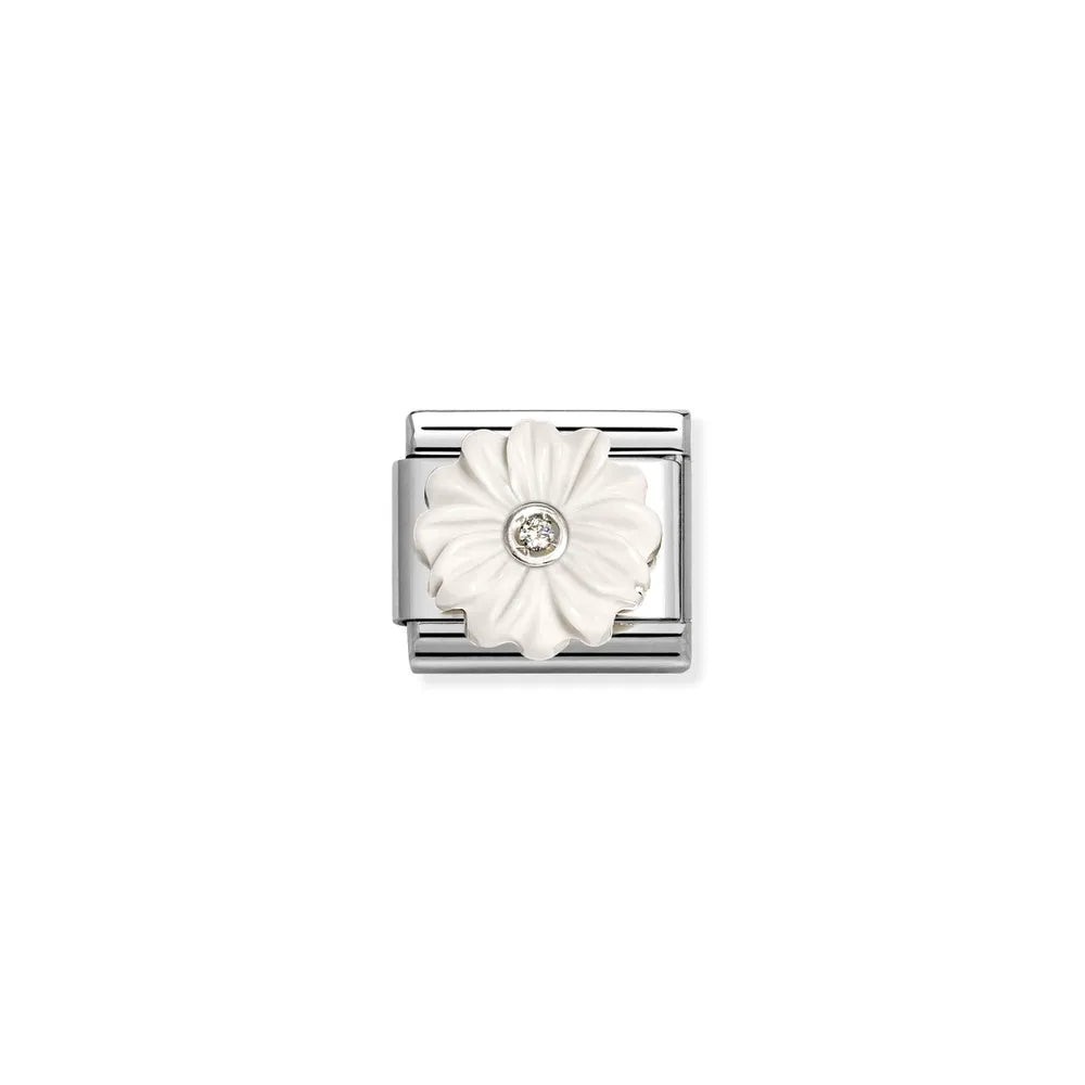 Nomination-pala Classic Silvershine Kukka, Valkoinen Korukivi 330512/23