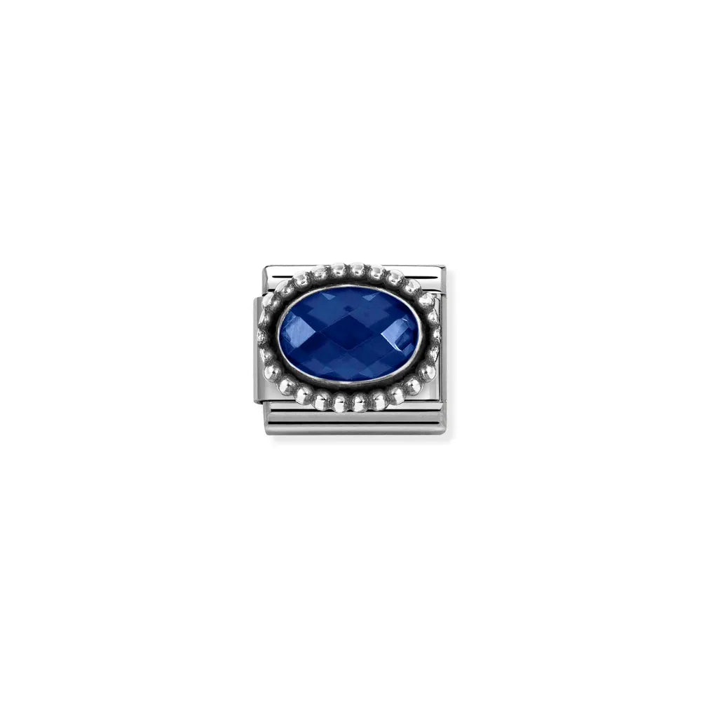 Nomination-pala Classic Silvershine Tummansininen Zirkonia, Vintage 330607/007