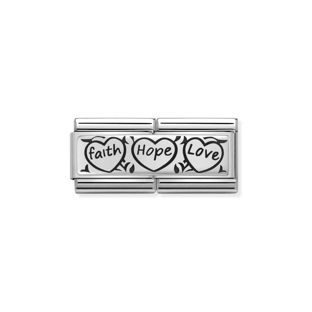 Nomination-pala Classic Silvershine Tupla , FAITH HOPE LOVE 330710/11