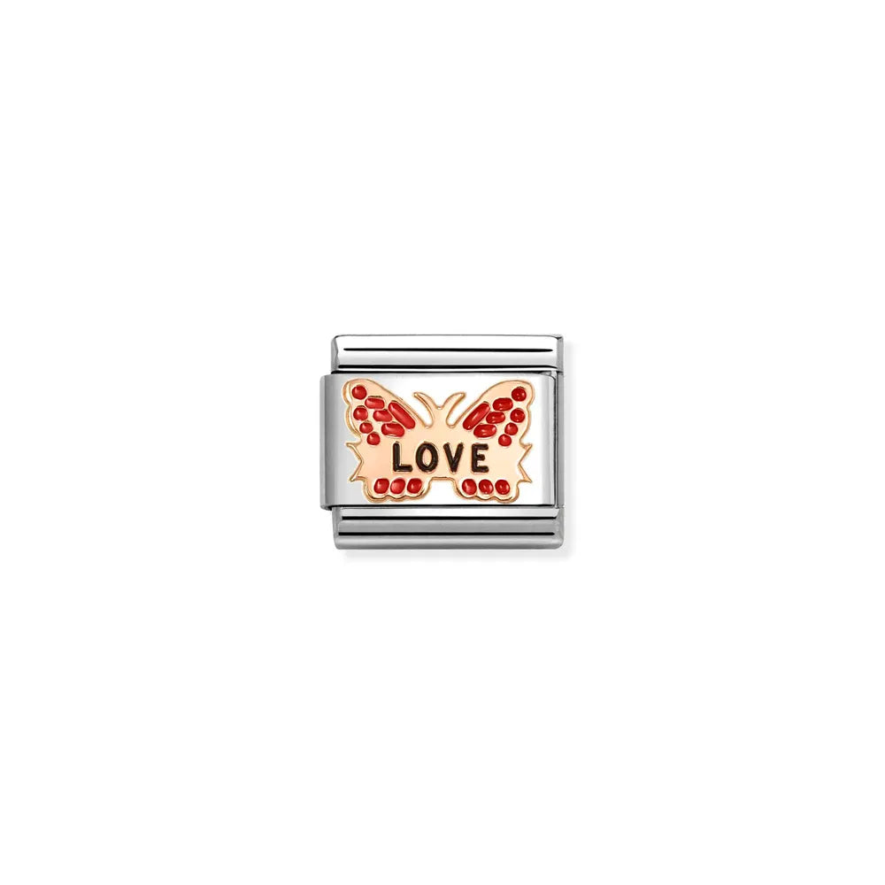 Nomination-pala Classic Rose Gold Punainen Perhonen LOVE 430202/47