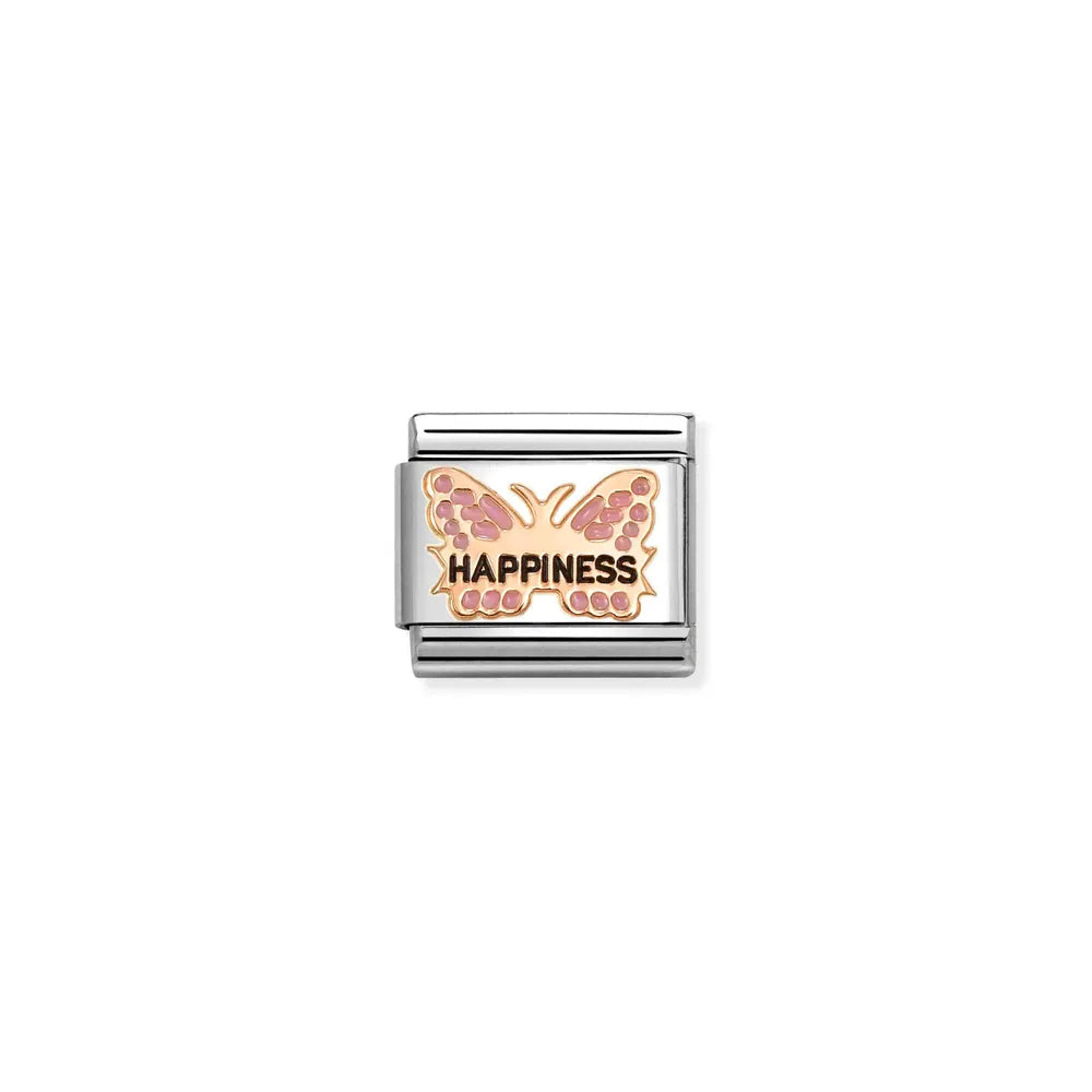 Nomination-pala Classic Rose Gold Pinkki Perhonen, HAPPINESS 430202/49