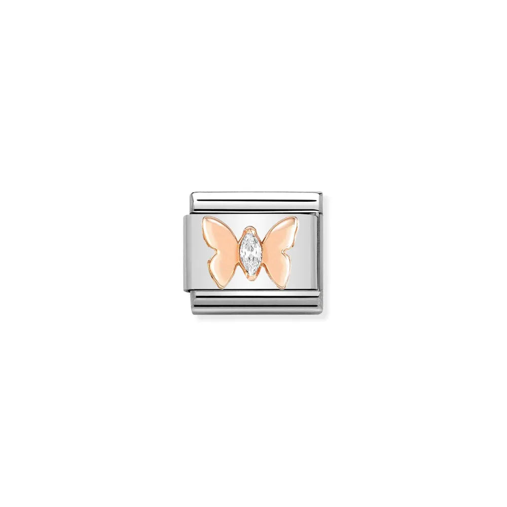 Nomination-pala Classic Rose Gold Perhonen Korukivi 430305/19