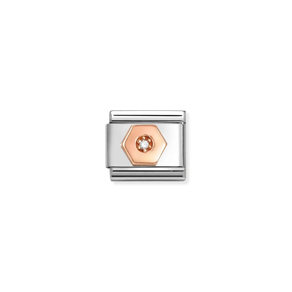 Nomination-pala Classic Rose Gold Kuusikulmio Zirkonia 430305/48