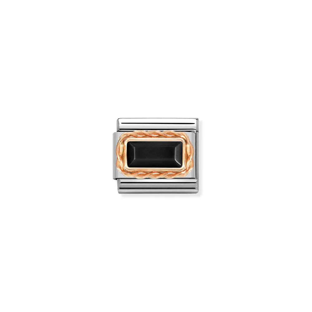 Nomination-pala Classic Rose Gold Musta akaatti 430512/02