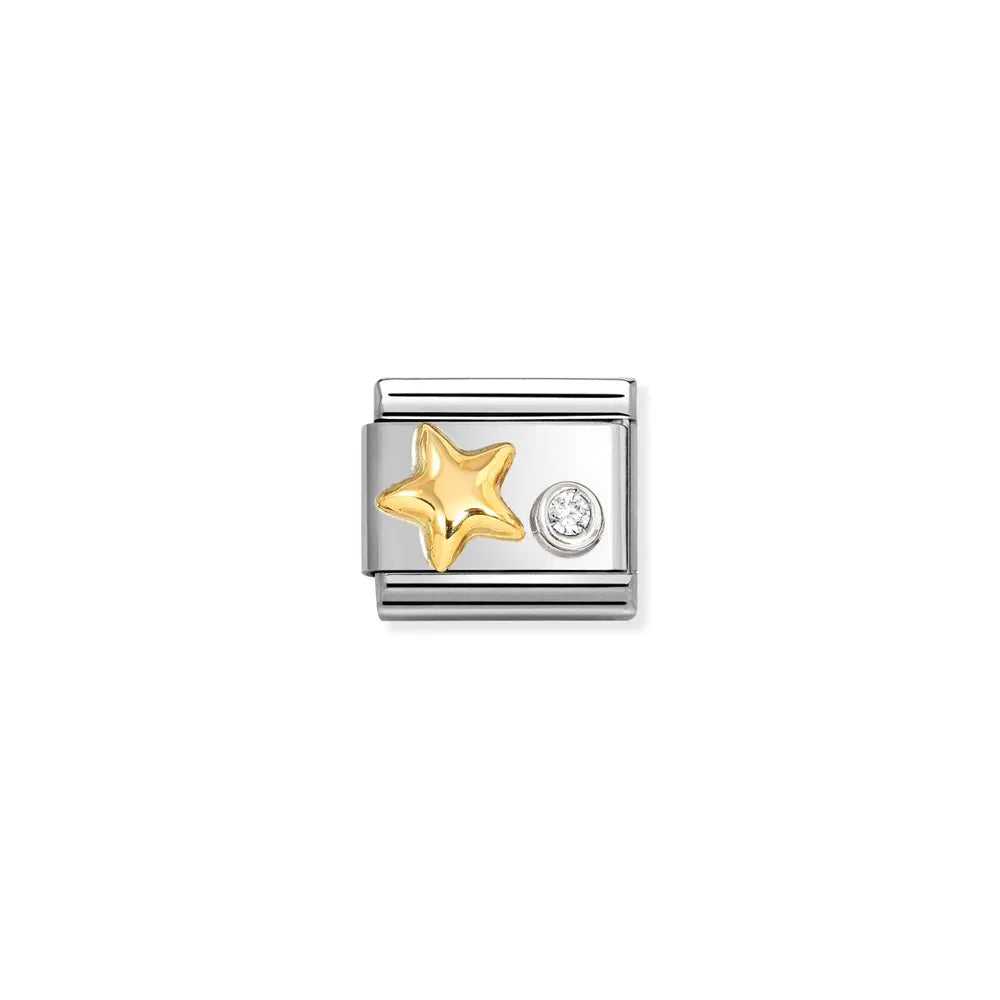 Nomination-pala Classic Gold & Silver Tähti, Zirkonia Hopeaistutus 630301/01