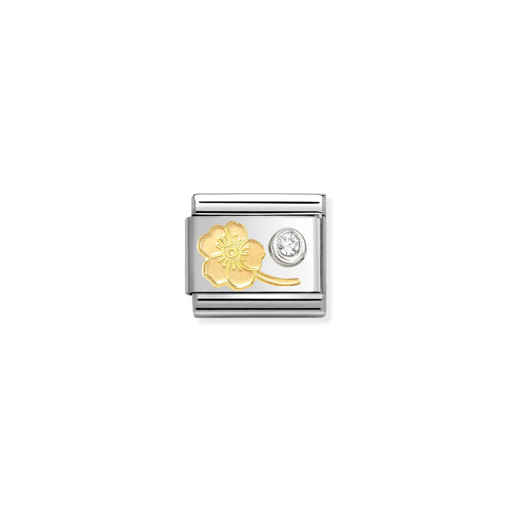 Nomination-pala Classic Gold &amp; Silver Lemmikki &amp; Zirkonia Hopeaistutus 630301/04