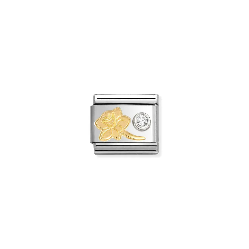 Nomination-pala Classic Gold &amp; Silver Narsissi &amp; Zirkonia Hopeaistutus 630301/05
