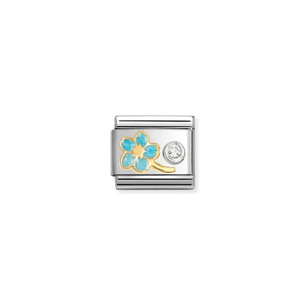 Nomination-pala Classic Gold &amp; Silver Sininen Lemmikki &amp; Zirkonia Hopeaistutus 630302/09