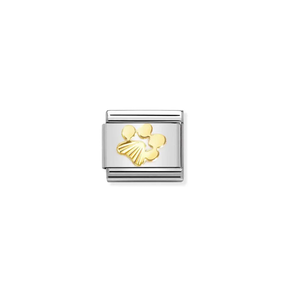 Nomination Classic gold sarjan pala 030149/44 koiran tai lemmikin tassunjäljellä. Koruosa on laadukasta 18 karaatin keltakultaa ja sitä koristaa kauniisti valoa heijastava timanttileikkaus-pintakuvio.